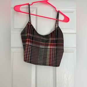 Plaid Women's Crop Halter Top size Medium